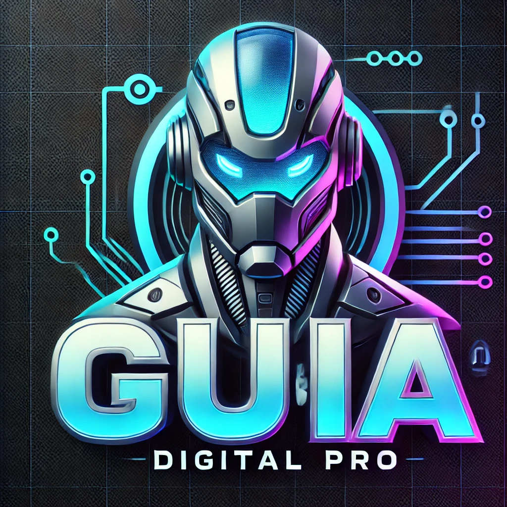 dall·e 2025 07 28 03.22.45 a high tech 3d logo for 'guía digital pro', where the letters 'ia' in 'guía' are highlighted in bright blue to emphasize artificial intelligence. the